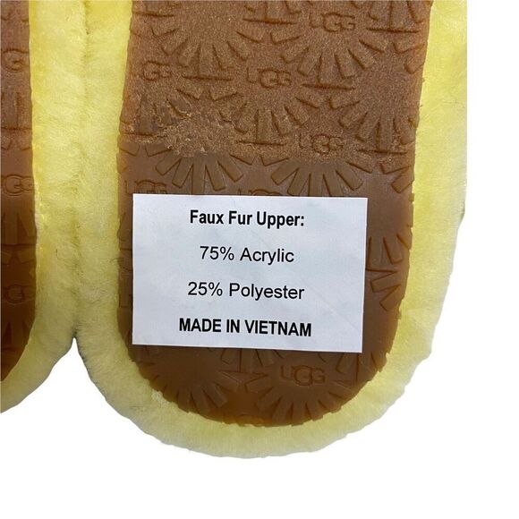 UGG Slippers Girls 4 Yellow Slides Fluff Yeah Tie Dye Lemonade 1120033K Comfy - Picture 10 of 10